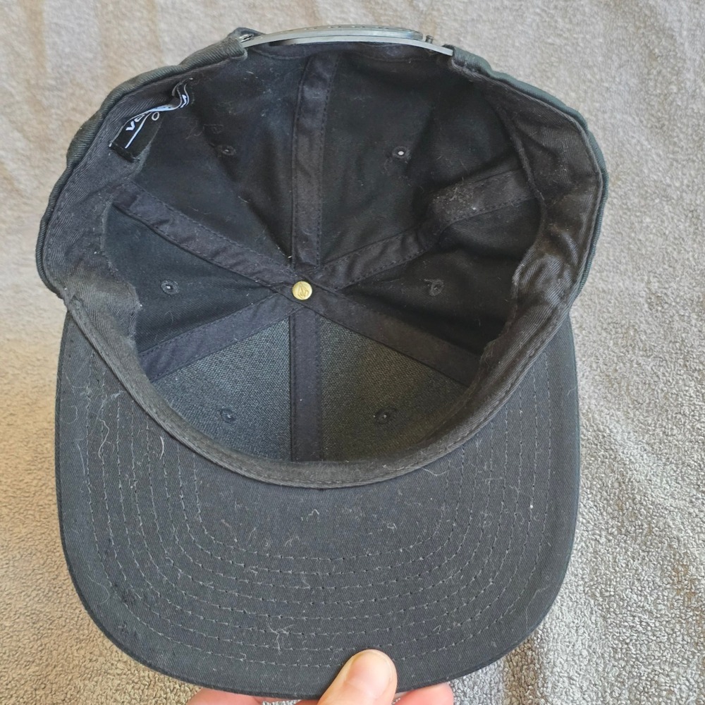 Volcom Accessories Snapback Hat Mens One Size Black Flat Bill Stone Logo Patch - Picture 4 of 8